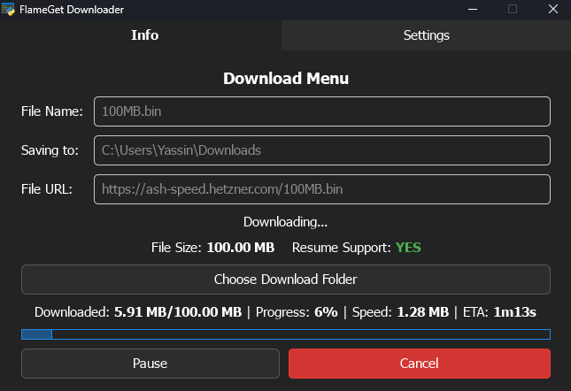 FlameGet settings and FFmpeg integration